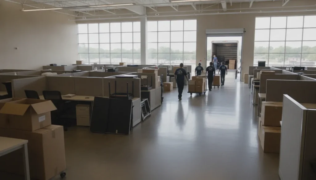 Office furniture removal project organized for a business cleanout