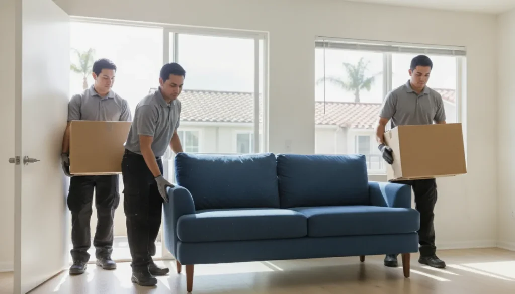 Apartment furniture prepared for professional junk removal in Orange County